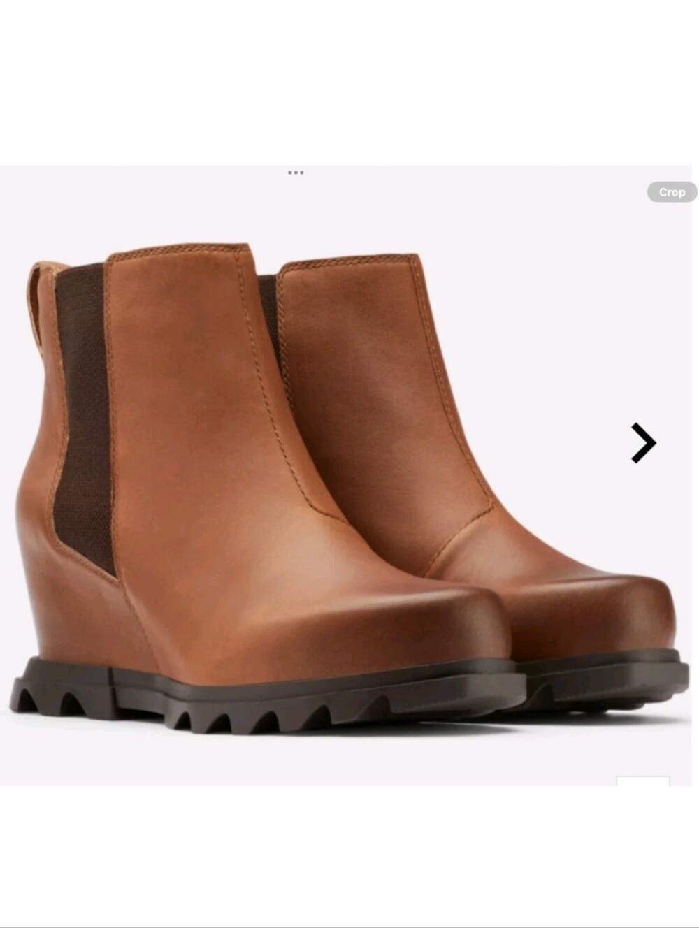 RARE Sorel Joan Of Arctic Wedge III Leather Wedge Chelsea Boots Size 7.5 Brown